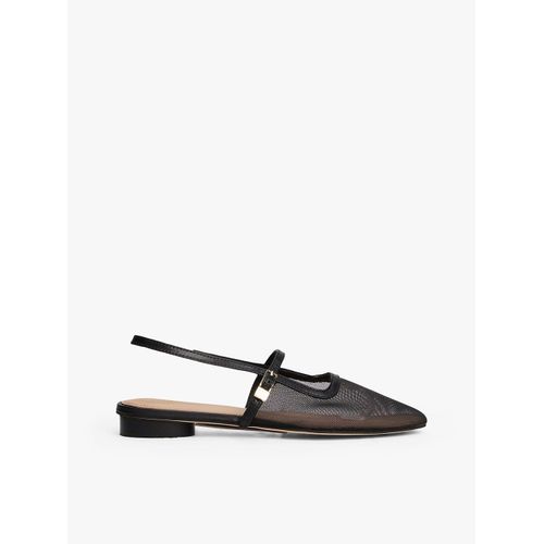 Chaussures Slingback En Tulle  Talon Rond Mesh Round Heel Ballerina/Black - 38
