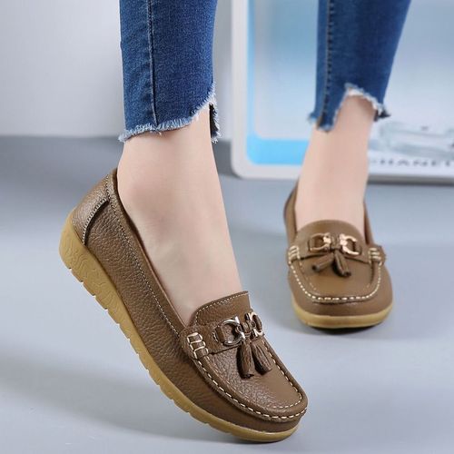 Chausure Femme Chaussure Femme Automne 2021 Chaussure Securite Femme Escarpin Femme Comemore - Mocassins Sans Talons En Cuir Pour Femmes,Chaussures Basses  Enfiler,Chaussures De Ballet,Mules - 43