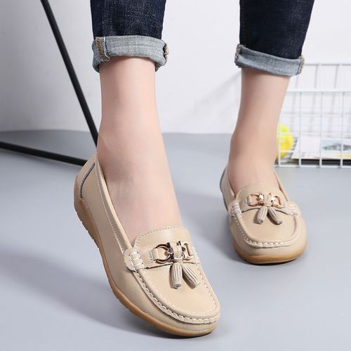 Chausure Femme Chaussure Femme Automne 2021 Chaussure Securite Femme Escarpin Femme Comemore - Mocassins Sans Talons En Cuir Pour Femmes,Chaussures Basses  Enfiler,Chaussures De Ballet,Mules - 35