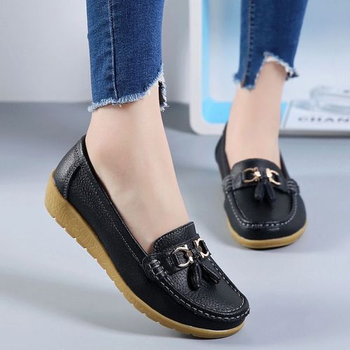Chausure Femme Chaussure Femme Automne 2021 Chaussure Securite Femme Escarpin Femme Comemore - Mocassins Sans Talons En Cuir Pour Femmes,Chaussures Basses  Enfiler,Chaussures De Ballet,Mules - 43