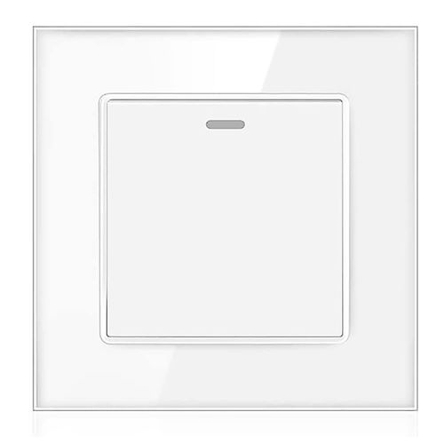Checarzhn--No1-1 Gang 2 Voies De Luxe En Cristal Blanc Panneau De Verre Interrupteur D'allumage On/Off Start Stop Bouton-Poussoir Interrupteur Mural Disjoncteur Applique Murale Interrupteur D'claira