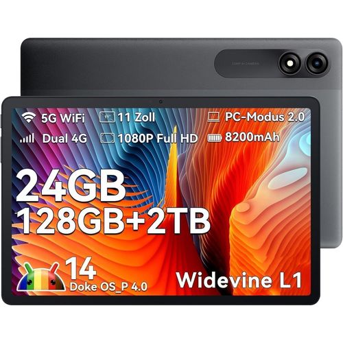 CHECARZHN--NO1-11 Pouces Tablette Tab 90, Android 14 Tablette Tactile 24Go Ram 128Go Rom(2To Tf), Double 4G Lte Octa Core Tablette De Jeu, 5G Wifi/8200Mah/Widevine L1/Reconnaissance Faciale/Double Camra