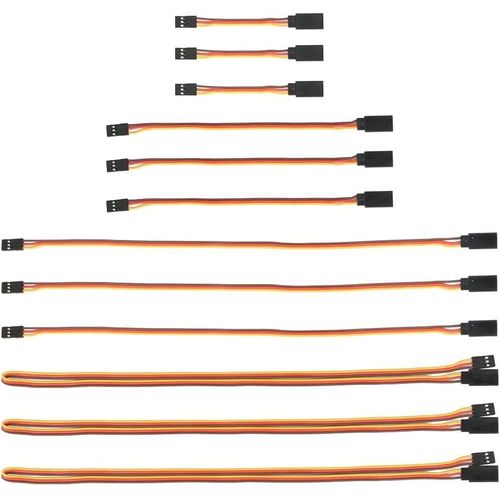 Checarzhn--No1-12 Pcs Cbles Mle Et Femelle De Rallonges Servo 3 Broches Pour Panneaux De Commande Pour Drone, Voiture, Robot Tlcommand, Etc.(4 Tailles)