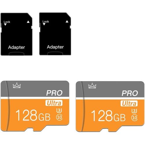 CHECARZHN--NO1-128Gb Micro Sd Card Class 10 Memory Card With Sd Adapter Fast Speed Tf Card For Tablet/Mobile Phone/Camera/Car Audio/Game Console(2 Pcs 128Gb)