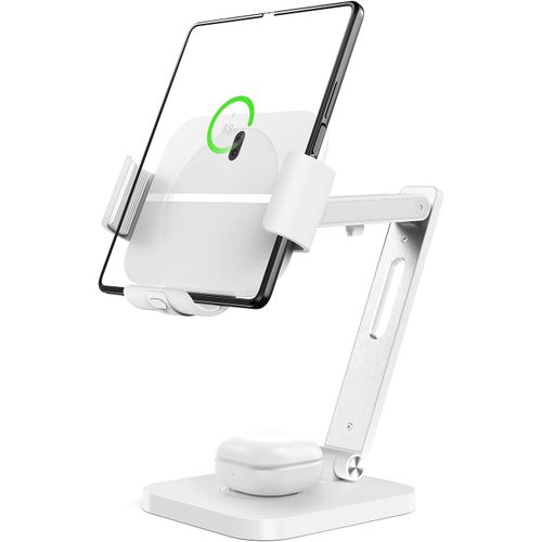 Checarzhn--No1-2 En 1 Chargeur Induction Avec Samsung Z Fold, Alliage D'aluminium Chargeur Sans Fil Rapide Compatible Avec Samsung Z Fold 4/3/2 Chargeur Compatible Avec Galaxy S23 Samsung Galaxy Buds (Blan