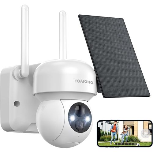 Checarzhn--No1-2k Camera Surveillance Wifi Extrieure Solaire, 360 Camra Wifi Extrieure Sans Fil, Camra De Extrieur Wifi, Vision Nocturne Couleur, Dtection De Mouvement Pir, Audio Bidirectionnel, Ip6