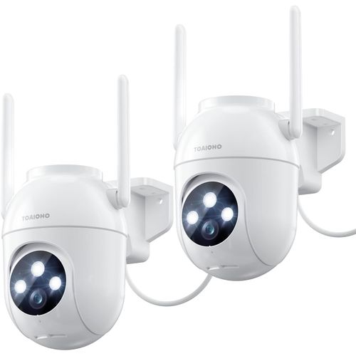 Checarzhn--No1-2pack 5mp Camera Surveillance Wifi Extrieure - Camra Exterieur Wifi Fil 2,4/5g Wifi Video Camra Outdoor tanche 360 Ptz Scurit Homekit Rotative Camera Vision Nocturne Colore Sirene Al