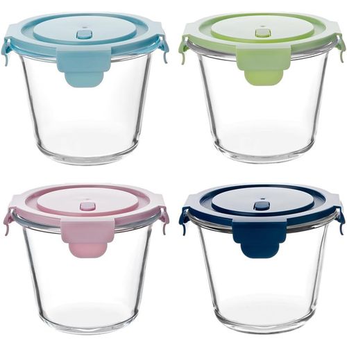 Checarzhn--No1-4 Pots En Recipient En Verre Avec Couvercle, 710ml Saladier Verre Avec Couvercle, Meal Prep Containers, Lunch Box Verre, Utilis Pour Le Lave - Vaisselle, Micro - Ondes, Rfrigrateur