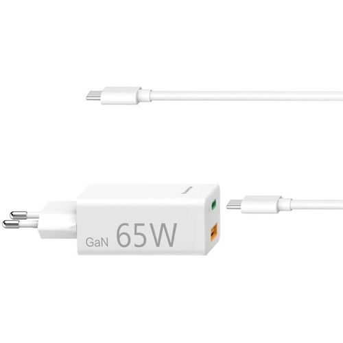 Checarzhn--No1-65w Chargeur Rapide Type C Pour Pc Portable, Iphone, Samsung, Smartphone, Macbook - [Technologie Gan, Pd + Qc 3.0] [Recharge Optimise] [Cble Type C Inclus] Blanc