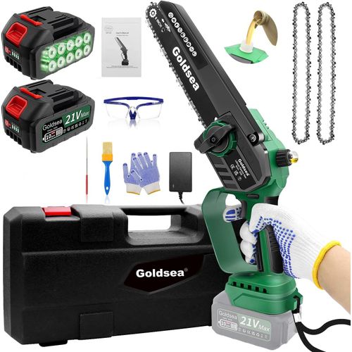 CHECARZHN--NO1-8 Pouces Mini Trononneuse  Batterie Avec Batterie 8000Mah Trononneuse lectrique Sans Fil Avec Graisseur Automatique Et 2 Batteries 4,0Ah 2 Chanes Moteur Sans