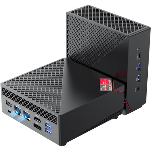 CHECARZHN--NO1-Am06 Pro Mini Pc md Ryzen 5 5500U (6C/12T, Jusqu' 4,0 Ghz), 16 Go Ddr4 512 Go M.2 Ssd Mini Ordinateur De Bureau Dual Lan, Hdmi+Dp+Type-C 4K Uhd Triple Display/Dual Wifi Pour Jeux/Bur
