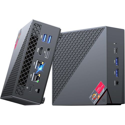 CHECARZHN--NO1-Am06 Pro Mini Pc md Ryzen 7 5700U(8C/16T, Jusqu' 4,3 Ghz), 16Go Ddr4 512Go M.2 Ssd Mini Ordinateur De Bureau Wifi 6, Double Lan, 4K Uhd Triple cran Mini Tour Pc Avec Vesa Pour cole