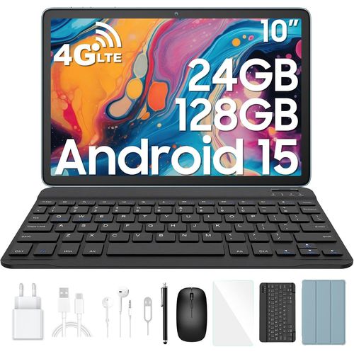 CHECARZHN--NO1-Android 15 Tablette Tab60Pro, 10 Pouces 24Go Ram 128Go Rom(2To Tf), 4G Lte 5G Wifi Tablette Pc, Octa Core Gaming Tablette 7700Mah/Widevine L1 Hd/Face Id/Gms/Gps