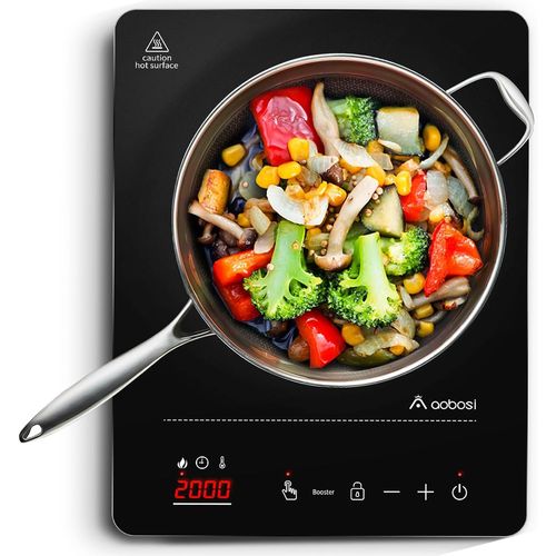 CHECARZHN--NO1-Aobosi Plaque De Cuisson  Induction,Plaque  Induction Portable, 20 Niveaux De Puissance Et 20 Niveaux De Temprature,Taille Compacte,2000W,Affichage Led,Minuterie 10H,Fonction Booste