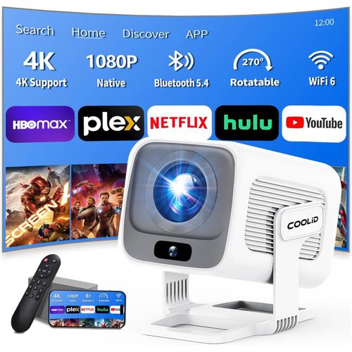 CHECARZHN--NO1-[App Intgre] Vidoprojecteur Avec Wifi 6 Y Bt 5.4,1080P Full Hd Mini Projecteur Video, Projecteur Portable Avec Autofocus Et Correction Trapzodale Automatique,180 Rotation Hdmi/Tv