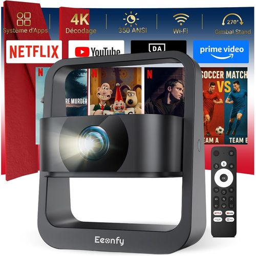 CHECARZHN--NO1-[App Intgre] Vidoprojecteur Portable, Projecteur Android Avec 350Ansi, 270 Rotation, E-Focus/Keystone, Rtroprojecteur Portable, Videoprojecteur Wifi Bluetooth Pour Home Cinma, No