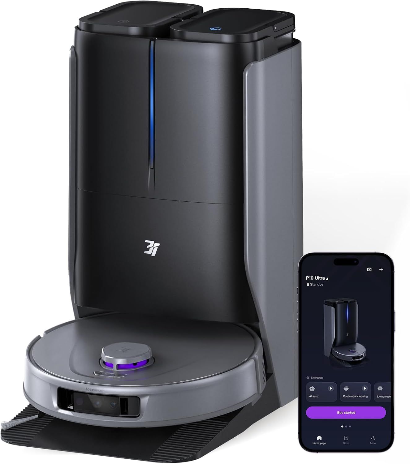 CHECARZHN--NO1-Aspirateur Robot Et Serpillire P10 Ultra, Avec Tampon Extensible, 18 000 Pa, Lavage/Schage  LEau C , Vidange/Remplis Auto, Et vitement Des Obstacles Par Ia