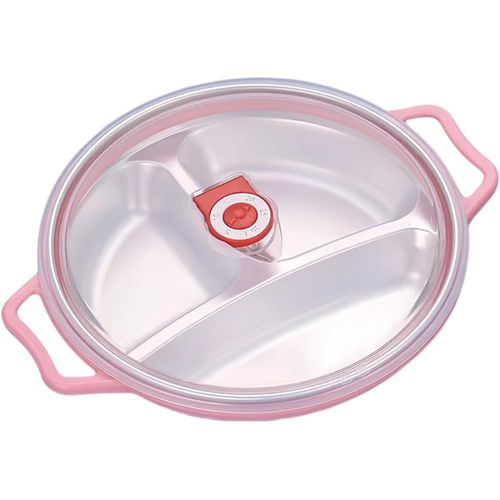 Checarzhn--No1-Assiette Micro-Ondes 1,3 L Vaisselle Pour Micro-Ondes Avec Couvercle Et Poignes, Saladier Rond Avec 3 Compartiments, Couvercle Avec Ventilation, Bote  Djeuner, Passe Au Micro-Ondes