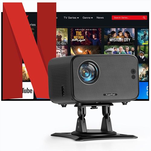 CHECARZHN--NO1-[Auto Focus & Systme Android] Videoprojecteur Projecteur Pour Chambre  Coucher, 28000 Lumen, Correction Automatique Des Trapzes, Son Stro 3D, Projecteur Portable Avec Wifi Et Blue