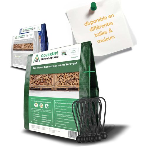 Checarzhn--No1-Bche En Toile 2 X 3 M 10 Tendeurs De Bche Incl. ? Bche De Protection Avec ?Illets, Indchirable, tanche 200 G/M2 - Vert