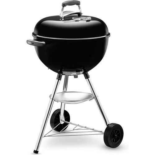CHECARZHN--NO1-Bar-B-Kettle Barbecue Au Charbon De Bois, Surface De Cuisson  47Cm, Barbecue Avec Couvercle Et Cuve En Acier Emaill, Trpied Et Roues, Grille Chrome - Noir (1231004)