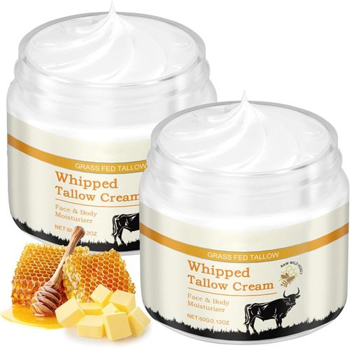 Checarzhn--No1-Beef Tallow For Skin, 120g Suif De B?Uf Nourri  L'herbe, Tallow And Honey Balm, Hydratant Soins De La Peau Au Suif De B?Uf, 100% Naturel Crme De Suif De B?Uf Bio Pour Le Vi Et Le Cor