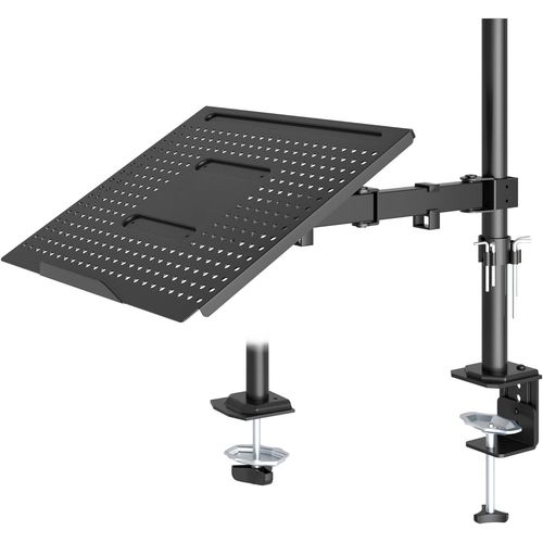 CHECARZHN--NO1-Bras De Ecran Pc Avec Plateau Ventil, Entirement Rglable Pour Ecran Led Lcd De 13  32 Pouces Et Ordinateur Portable Jusqu' 16, 2 Options De Montage, Inclinaible, Pivotant Et Rota