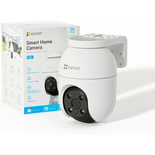 Checarzhn--No1-C8c 5mp Camra Surveillance Wifi Extrieure  360 Avec Suivi Auto-Zoom, Dtection De Forme Humaine/Vhicule, Vision Nocturne En Couleur, Audio Bidirectionnel, Ip65 Etanche, Dfense Active