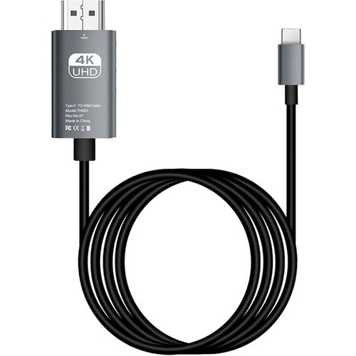 CHECARZHN--NO1-Cble Usb C Vers Hdmi 4K 1,8 M, Cble De Type C Vers Hdmi Thunderbolt 3 Compatible Avec Macbook, Pour Mate 20, Pour S9/S8, Pour Book 2/Go, Pour P30, Etc. (Noir)
