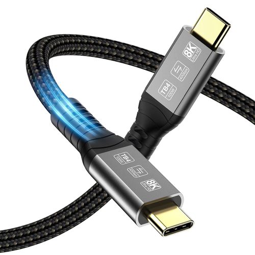 CHECARZHN--NO1-Cble Usb4 Pour Thunderbolt 4 2M, Cble Usb-C Tress 40Gbps, 8K 60Hz Vido, Cable Charge Pd 100W Compatible Avec Thunderbolt 4/3 Usb4/3, Pour Iphone 15 Pro , Mac Macbook Pro, Ssd, Egpu
