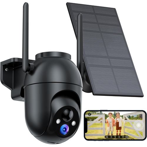 Checarzhn--No1-Camera Surveillance Wifi Exterieure Solaire 2k Camera Exterieur Sans Fil Batteries - 360 Ptz Camra Ip Vision Nocturne Couleur Dtection Humaine Audio Bidirectionnel Ip66