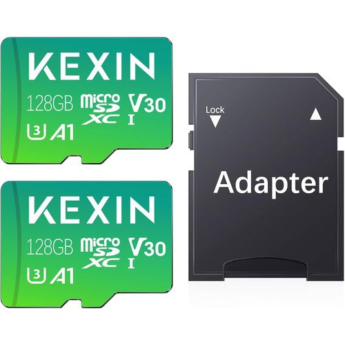 CHECARZHN--NO1-Carte Micro Sd 128 Go Carte Mmoire 2 Pices 128Go Microsdxc Full Hd & 4K Uhd Uhs-I U3 V30 A1 Lot De 2 Micro Cartes Sd Stockage Externe Pour Smartphone An oid, Tablette (Adaptateur Sd