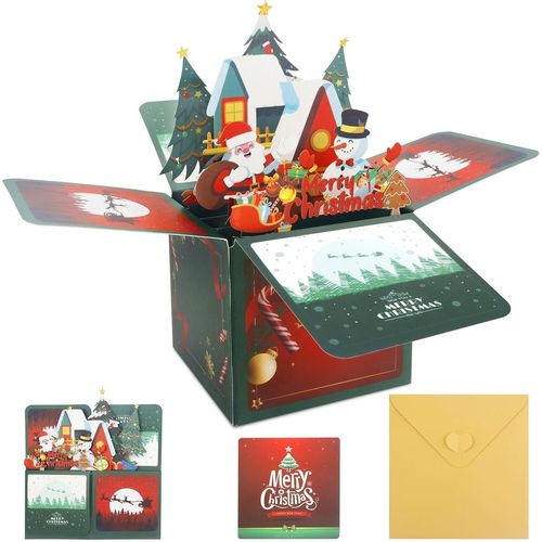 Checarzhn--No1-Carte Noel Pop-Up 3d Avec Enveloppe,Pop-Up Cartes De Noel,Pre Nol,Arbre De Nol,Carte Noel Set,Cartes Cadeaux Noel Pour Les Bndictions,V?Ux De Nol