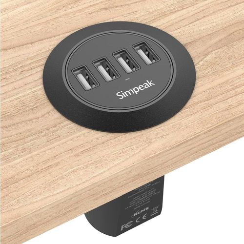 Checarzhn--No1-Chargeur Usb 30w 4-Ports Pr Usb Chargeurs De Bureau Adaptateur Usb Universel Avec Cble D'alimentation Et 2 Grommets, Compatible Pour Apple Ios, Android, Appareils Portable Windows Etc