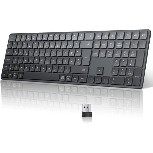 CHECARZHN--NO1-Clavier Sans Fil Bluetooth Clavier Azerty Usb 2.4G Wireless Keyboard Avec 3 Canaux Bluetooth, Usb-C, Ultra-Mince, Pour Tablette, Ordinateur, Apple Macos, Linux, Ios, Android, Pc (De-Layout)