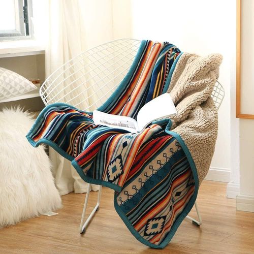 Checarzhn--No1-Couverture Polaire paisse 220x240cm, Jet De Canape  Rayures Confortable Rversible En Flanelle Et Sherpa, Plaid Polaire Luxueuse Bohmienne Extrmement Douce Et C Idale Pour L'hive