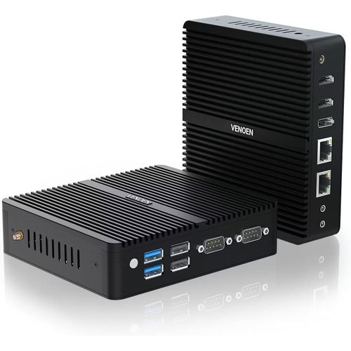 CHECARZHN--NO1-Fanless Mini Pc Win11 Pro, Industriel Pc J6412, 2 X Hd+ 1 X Dp Triple Display, Dual Gigabit Lan, 2X Rs232 Com, Wifi, Bt 4.2, Linux Mini Pc Sans Ventilateur 8Gb Ddr4 256Gb M.2 Ssd