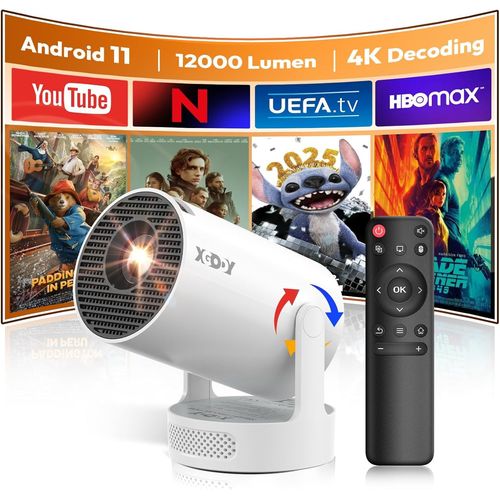 CHECARZHN--NO1-Gimbal 3S Portable Smart Vidoprojecteur,Native 720P,Soutien Hd 4K/1080P/Correction Trapzodale,Android 11/Wifi 6/Bt5.4,Mini Video Projecteur Compatible Hdmi/Tv Stick/Usb/Ps5