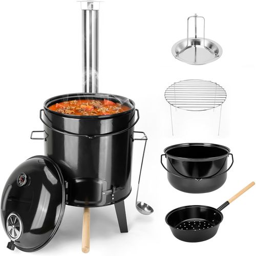 Checarzhn--No1-Goulache, Goulash Cannon, Goulash Kettle, Pole  Goulache, 14 Litres maill Canon  Goulache, Avec Rtissoire De Poulet, Grille De Cuisson, Faitout, Pole, Thermomtres, vent D'air