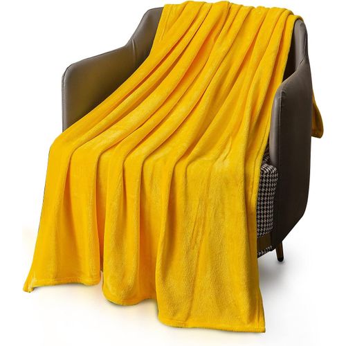 Checarzhn--No1-Grand Couvre-Lit/Plaid En Flanelle - Microfibre Douce, Moelleuse Et C Housse De Couette Tapis Design (Taille Queen 200 X 240 Cm, Jaune Moutarde)