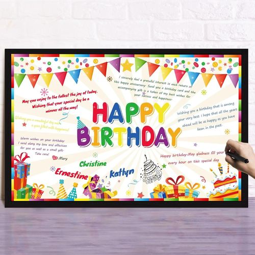 Checarzhn--No1-Grande Carte De Voeux Happy Birthday Carte De Voeux Gante Colore Joyeux Anniversaire, Carte Anniversaire Carte De Voeux De Mes Anniversaire Gteau Ballon Arc-En-Ciel, Pas D'enveloppe