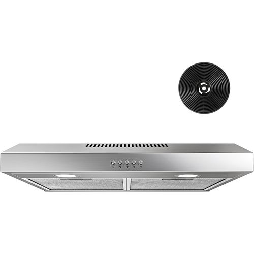 CHECARZHN--NO1-Hotte Aspirante 60Cm, Avec Moteur Sans Balais, 3 Vitesses, 250M/H, Eclairage Led, Filtre  Charbon Inclus, Evacuation Et Recyclage, Inox