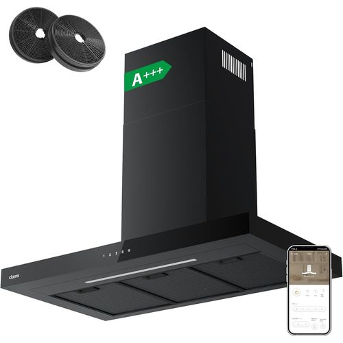 CHECARZHN--NO1-Hotte De Cuisine 90Cm Classe A+++ 650M/H, Wifi & Commande Tactile, 4 Vitesses & Boost, Filtre  Charbon Inclus, Recyclage Ou vacuation, Affichage Led  Noir  Cbcb9102