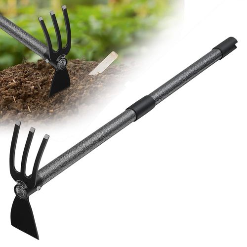 Checarzhn--No1-Houe De Jardin, 76cm 2 En1 Binette Trident Outil De Jardin Avec Longue Poigne Rglable, Multifonctionnelle Houe Pour Jardinage, Plantation De Mauva S Herbes, Ameublissement Du Sol