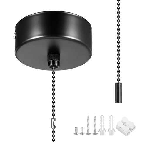 Checarzhn--No1-Interrupteur  Cordon De Traction Chrom 230v Pour Plafond - Kit Dinstallation Avec Chane Pour Salle De Bains, Design Contemporain Et Installation Simplifie