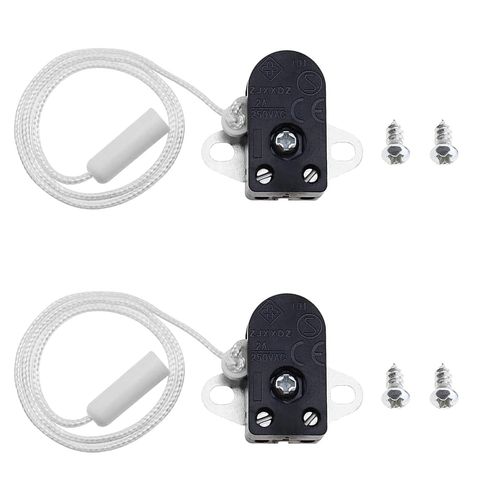 Checarzhn--No1-Interrupteur  Tirette Avec Cordon, 2 Pieces Lnterrupteur  Tirette, Interrupteur Mini Pour Lampe, 2a 250v, Noir