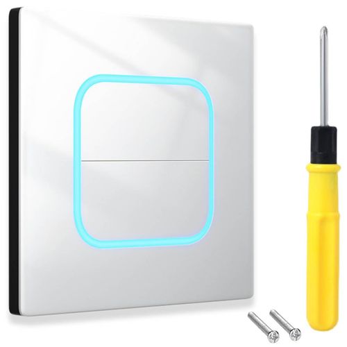 Checarzhn--No1-Interrupteur Blanc  Bouton Unique, Panneau En Verre Tremp Avec Voyant Led Interrupteur lectrique Mural  1 Voie, 1 Position On/Off, Panneau En Verre Pour Maison, Bureau, cole