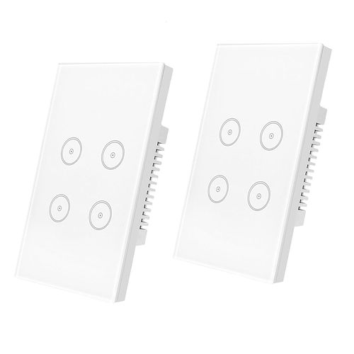 Checarzhn--No1-Interrupteur De Lumire Intelligent Zigbee, Contrle Vocal Fonctionne Avec Alexa Et Google Home, Minuterie Et Partage De Priphrique, Fil Neutre, Besoin D'un Hub Zigbee,4 Voies(2pcs)
