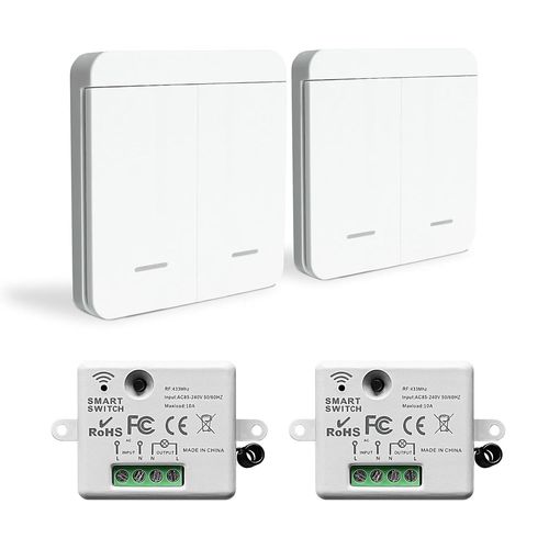 Checarzhn--No1-Interrupteur Sans Fil, Pr Telecommande Sans Fil, Interrupteur De Scurit De L'metteur Rf Et Contrleur De Rcepteur 10a, Installation Facile Pour Lampe Jusqu' 1500w