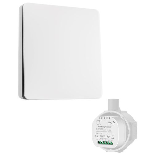 Checarzhn--No1-Interrupteur Sans Fil Sans Pile, Kit Interrupteur Va Et Vient Sans Fil Avec Rcepteur 15a, Rf Tlcommande  Distance Pour Lampe Led 220v, tanche Ip67, Blanc (1 Interrupteur + 1 Rcep